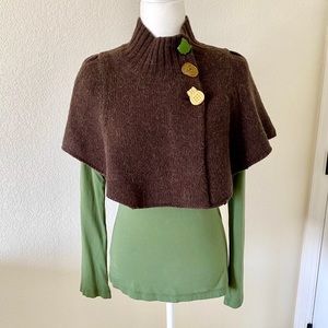 Anthropologie Woodland Sweater Capelet & Shirt